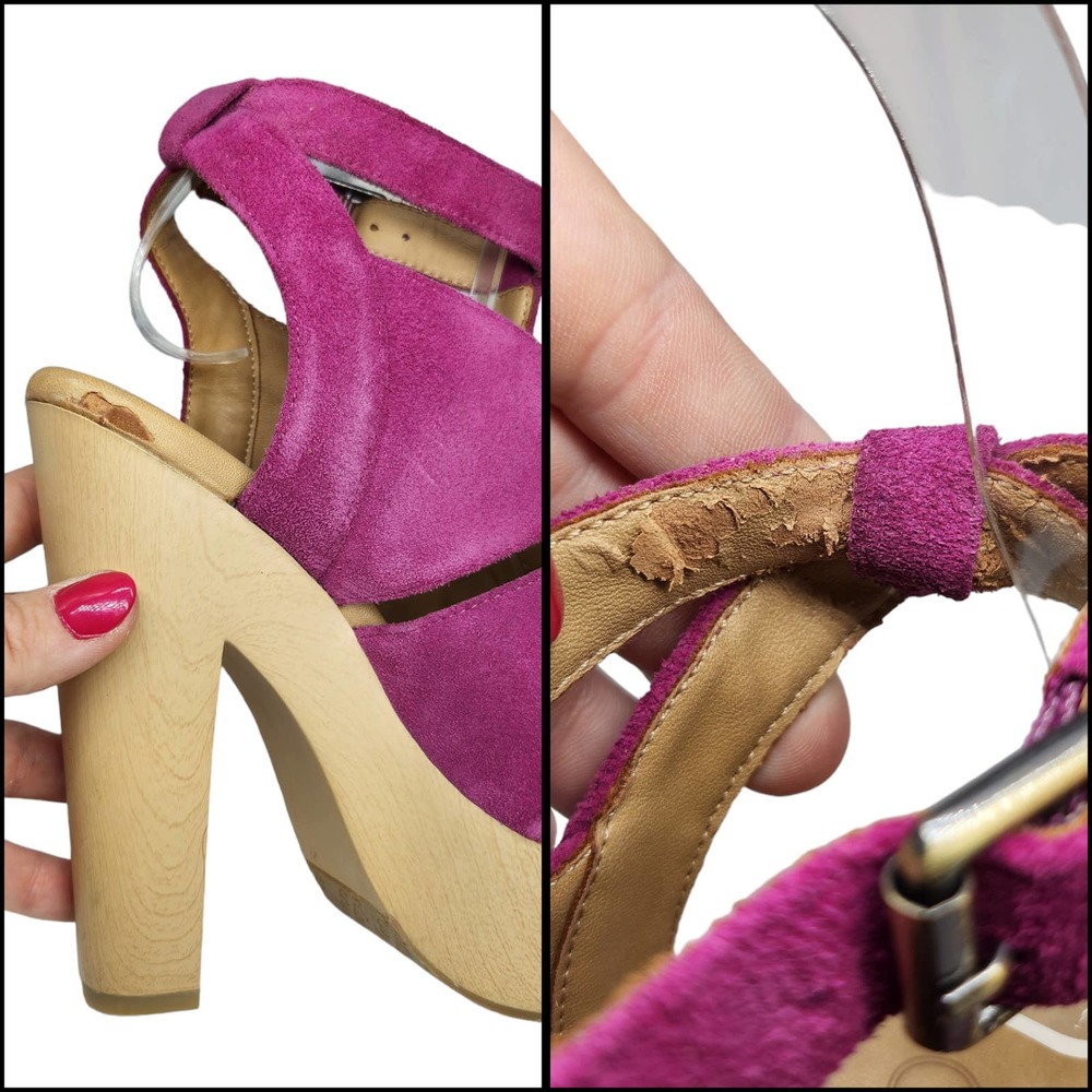 Calvin Klein Shoes Womens 5.5 6 Purple Platform Heels Chunky Suede Groovy Funky - Picture 8 of 11